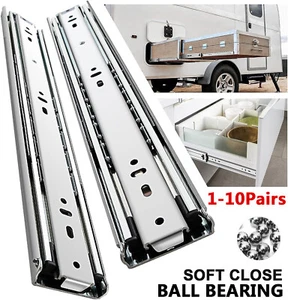 1-10Pair Drawer Runners Soft Close Ball Bearing Slides Heavy Duty Full Extension - Picture 1 of 32