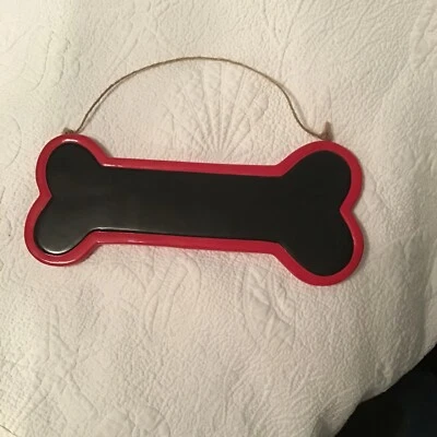 "Letrero de cerámica DOG BONE, 12"" arte de pared decoración de puerta superficie escribible roja y negra" Foto 1 de 4