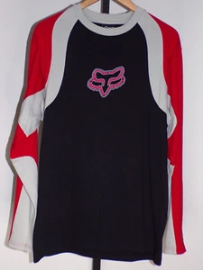 Fox Racing Herren schwarz rot & grau Rundhalsausschnitt Langarm Logo Shirt-Large - Bild 1 von 7