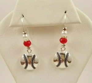 Pendientes de béisbol inspirados en los Filis de Filadelfia enchapados en plata Harper - Imagen 1 de 1