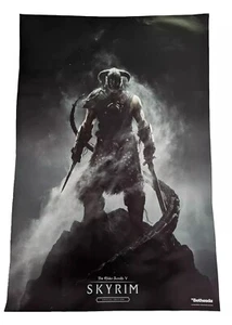 Póster Promocional Skyrim Elder Scrolls 5 Doble Cara Tamaño 33" X 22" Gamestop Raro - Imagen 1 de 3