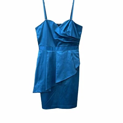 Vestido Kensie Talla 10 Azul Turquesa Falda Lápiz Volantes Solapa Correa Extraíble Foto 1 de 4