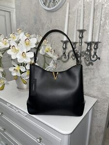 $1,855 Versace Virtus Large Black Leather Hobo Shoulder Bag AUTHENTIC😍