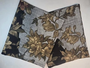 Floral Black Slate Valances Pair 55"Wx16"L Each Panel Neutral Tones Unlined - Picture 1 of 8