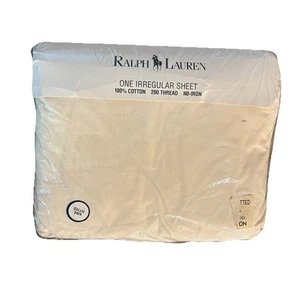 RALPH LAUREN DAMASK AVERY CREAM KING FITTED SHEET 100% COTTON 200 THREAD VTG NOS - Picture 1 of 5