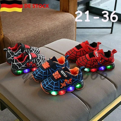 MARKENLOS Neu Spiderman LED Trainer Schuhe Blinkende Licht Up Sneakers Kinder Geschenk
