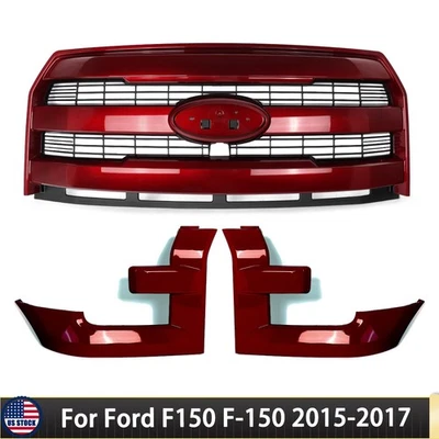 Ruby Red Metallic Front Grille & Grille Trim For Ford F150 F-150 2015-2017 Foto 1 de 4