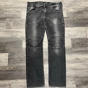 Pantalones de mezclilla True Religion Moto para hombre 38x32 ajustados ajustados negros elásticos - Imagen 1 de 7