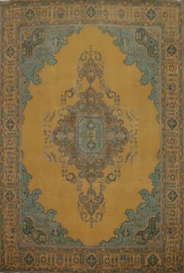 Alfombra tradicional 10x12 anudada a mano lana tinte vegetal alfombra vintage - Imagen 1 de 16