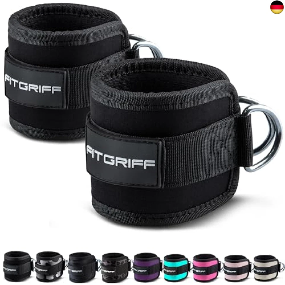 Fitgriff® Fußschlaufen V1 (gepolstert) - für Fitness Training am Kabelzug - (2 S