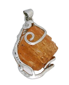 Ciondolo Topazio Imperiale Filo Cristallo Colore Argento 22" Catena Serpente EPPC109 - Foto 1 di 3