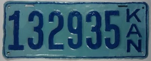 Repainted Undated Kansas Vintage Antique License Plate Tag Blue on Blue - Picture 1 of 9