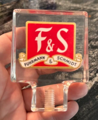 EXCELLENT CONDITION F&S BEER TAP KNOB FUHRMANN & SCHMIDT BREWING SHAMOKIN PA - Image 1 of 4