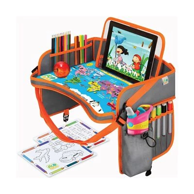 Bandeja de viaje para asiento de coche para niños naranja desmontable soporte para tableta impermeable plegable Foto 1 de 4