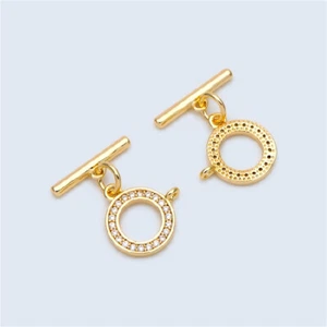 10pcs Cubic Zirconia Round Ring Toggle Clasp,Easy Close Jewelry Connector Clasp - Picture 1 of 5