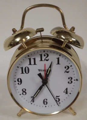 Westclox Vintage Style Alarm Clock VG Analog Display Double Bell Battery Op - Image 1 of 4