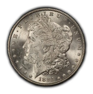 1891-S $1 Morgan Silver Dollar - BU Semi Key Date - SKU-B4536 - Picture 1 of 8