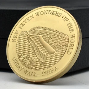 2007 New Seven Wonders China Great Wall Commemorative Medal Gold Plated Coin - Picture 1 of 12