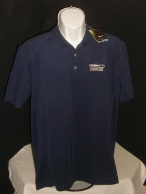 NWT NIKE TOUR PERFORMANCE BLUE S/S POLO SHIRT SZ. M "CLARKSTON GOLF & C.C." LOGO - Image 1 of 4
