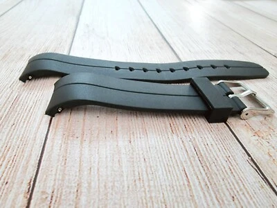 Correa de reloj de extremo curvo correa de goma de silicona para hombres deportes 20 mm 22 mm negra