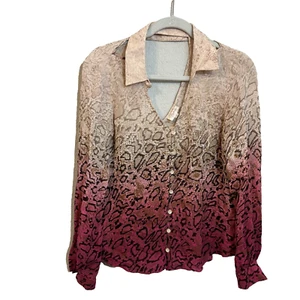 Parker Women's Multicolor Pink Button Down Silk Blend Snake Skin Blouse Sz M - Picture 1 of 5