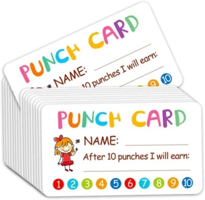 Punch Card, 100Pcs Reward Incentive Card for Teacher, Behavior Chart for Kids, H - Picture 1 of 6