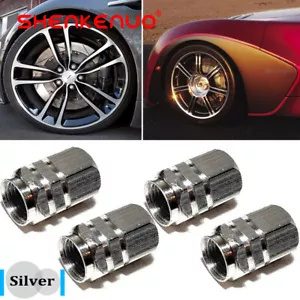 4 Sliver Metal Tire Valve Air Dust Cover Stem Caps - Wheel Car Truck SUV Bike US - Picture 1 of 14