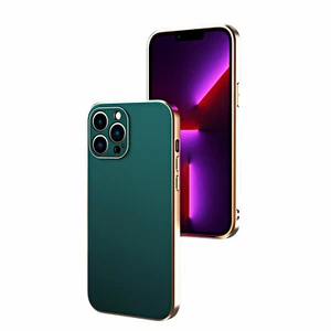 Für Apple iPhone 13 Serie schmales Echtleder Rahmen Kamera Schutzhülle Hülle - Bild 1 von 30
