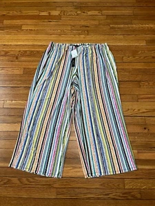 Melissa Paige Pleated Flowy Multicolor Striped Wide Leg Boho Pants Womens 3X NWT - Picture 1 of 6