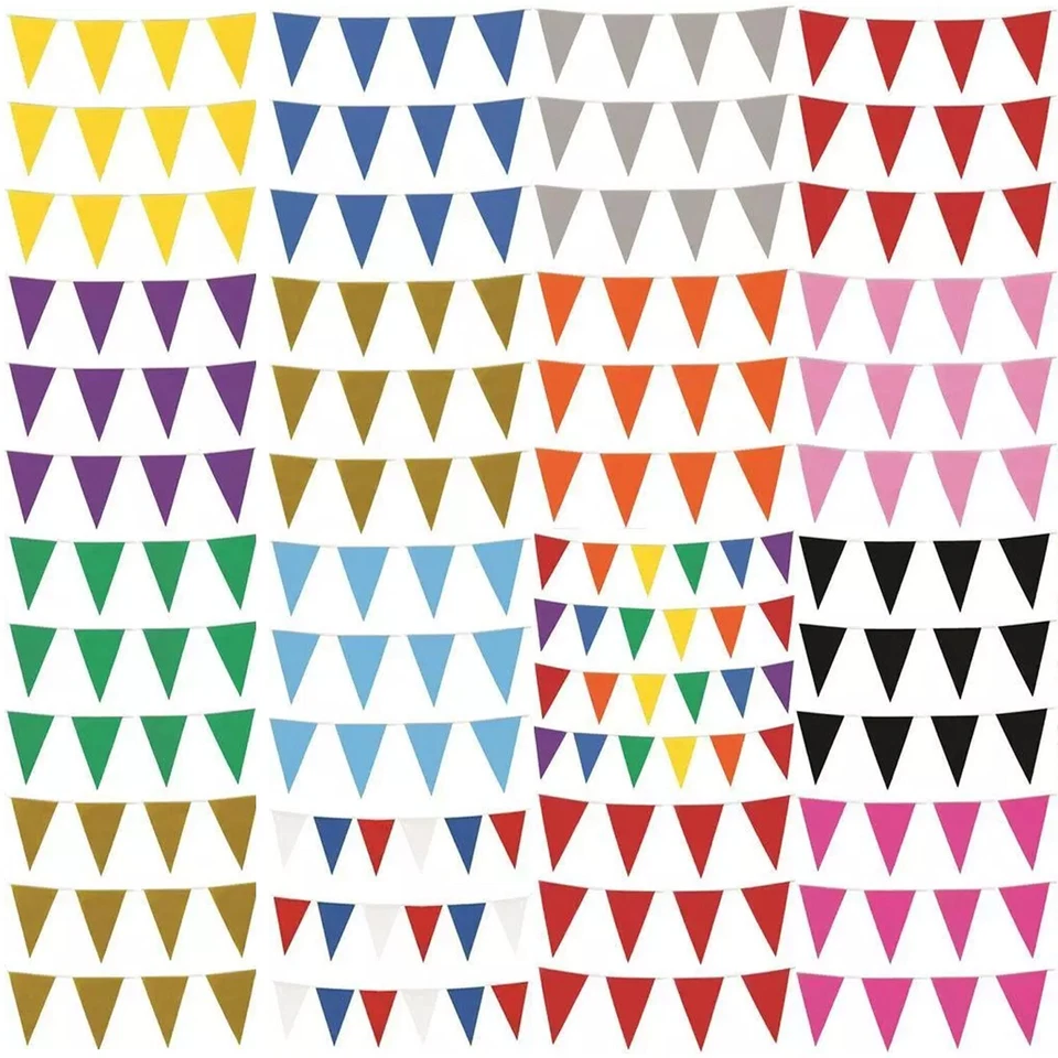 10M COLOUR BUNTING 20 FLAGS PARTY WEDDING DECORATION EVENT GARDEN HOME OUTDOOR - Image 1 of 1