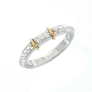 Andrea Candela 18k Yellow Gold & Diamonds Pave Bar Cable Halo Ring ACR329/05 - Picture 1 of 1
