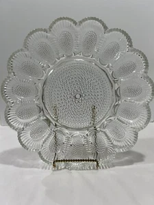 Vintage Indiana Glass Clear Hobnail Deviled Egg Tray 11” Serving Plate 15 Eggs - Picture 1 of 12