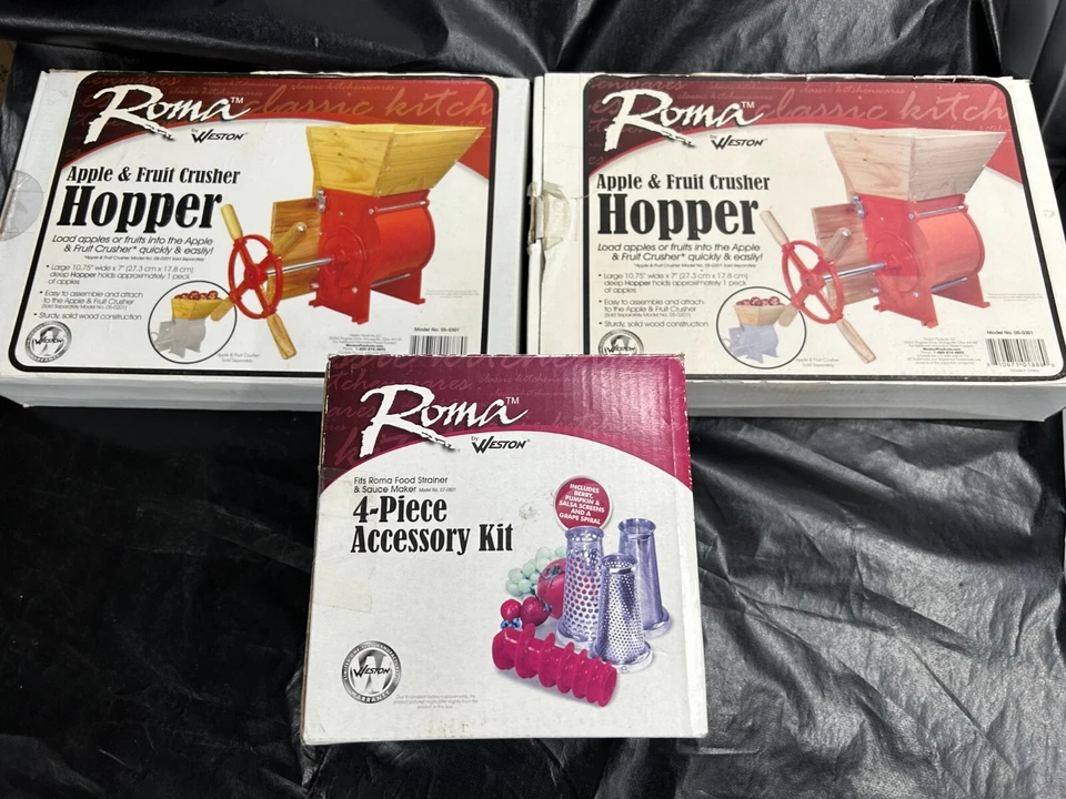 Nuevo paquete de 3 tolva de madera Weston Roma para trituradora de manzanas y frutas 05-0301 stainer Foto 1 de 4