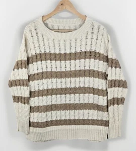 Anthropologie Pilcro Womens Sweater Size XS Longline Stitch Beige Striped - Picture 1 of 12