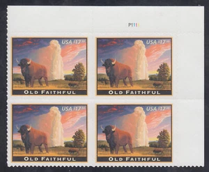 US Stamp #4379 2009 $17.50 Old Faithful Express Mail VF NH Plate Block of 4 - Picture 1 of 1