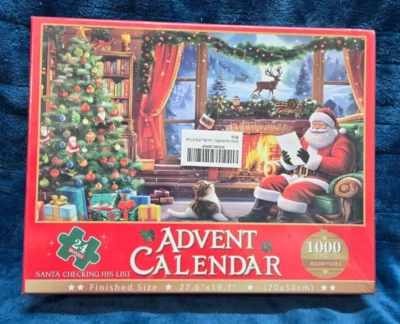 Advent Calendar Puzzle 1000 Pieces Christmas Jigsaw Puzzle Unique Edition Red - Image 1 of 2