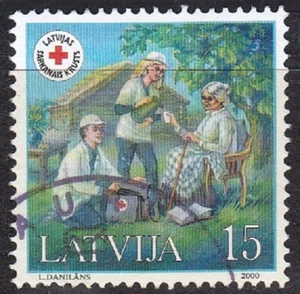 LATVIA 2000 Red cross, Single used stamp - Picture 1 of 1