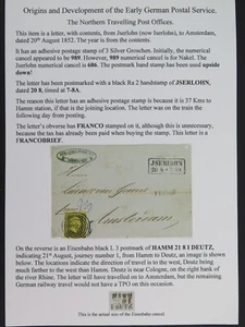 Vorphila Deutsche Postgeschichte Jserlohn nach Amsterdam 1852 TPO 3 Groschen - Bild 1 von 8