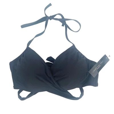 CARMEN MARC VALVO Bikini Top Small Swim Beach Black Wrap Twist Beach Resort NWT - Image 1 of 4