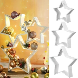 Centro de mesa decoración estrella madera Navidad 3 piezas hágalo usted mismo adorno manualidades - Imagen 1 de 10