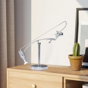 Fisherman Balancing Sculpture Desktop Ornament Collectible Unique Creative Metal - Picture 1 of 7