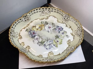 Antique Pairpoint Limoges France￼ HandPainted Porcelain Tray Violet Flower Motif - Picture 1 of 11