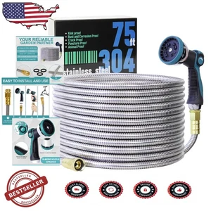 75FT Stainless Steel Garden Hose, 304 Metal, No Kink, Flexible, Durable - Picture 1 of 9