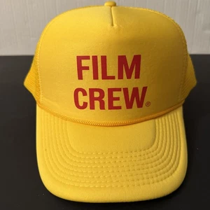 NISSIN FILM CREW Yellow Mesh Trucker Hat Snapback Cap Red Text New - Picture 1 of 6