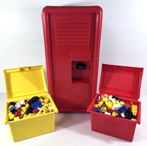 Mega Bloks Storage Locker Container Bin Red/Blue with Lego & Mega Bloks Pieces - Picture 1 of 15