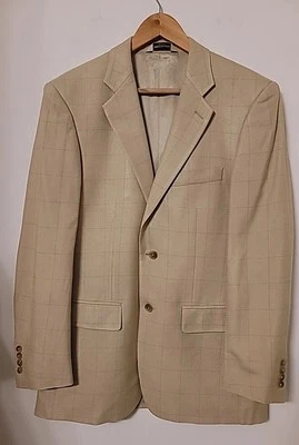 Blazer de hombre 100% seda talla 40L traje chaqueta beige ventana Pronto Uomo Foto 1 de 4
