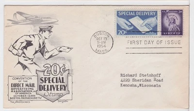 TurtlesTradingPost- 20 Cent Special Delivery 1954- FDC #E20 Aristocrats Cachet - Image 1 of 2