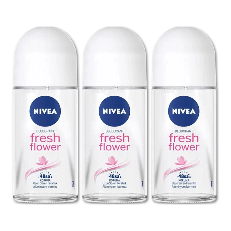 NIVEA Fresh Flower Roll On Deodorant 50mL 3 Pack - Image 1 of 3