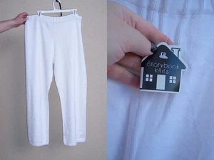 Storybook Knits NEW white pants slacks size L Winter Heavy White Knit pull on - Picture 1 of 7