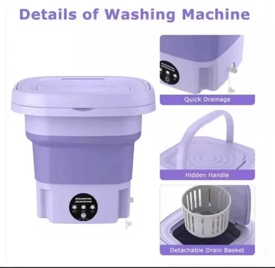 Portable Washing Machine Mini Washer Foldable Washer and Spin Dryer Small Travel - Image 1 of 4